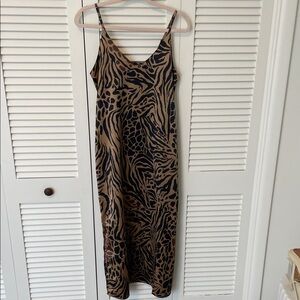 NWT Lolita Slip Maxi Dress in Brown and Black Animal Print